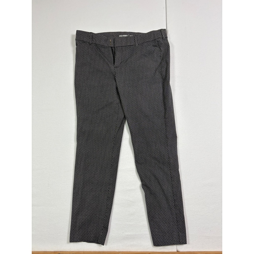 Old Navy Pixie Mid Rise Skinny Ankle Pants Womens 10 Black White Geometric Print